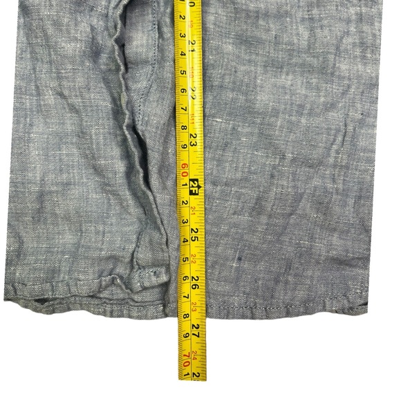 Sigrid Olsen Chambray Button Down Up Blouse Blue 100% Linen Casual Top Size L - Picture 10 of 12